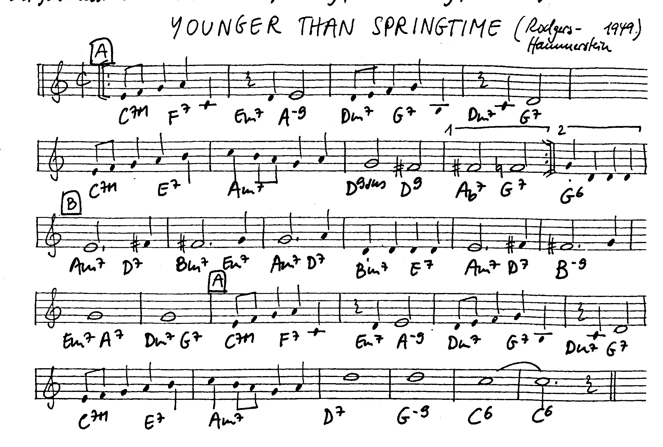 younger than springtime free jazz leadsheet - Courtesy of the Jungle Jazz Band
